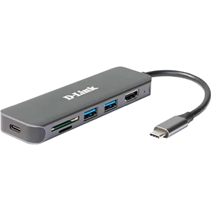 D-Link DUB-2327 6-in-1 USB-C Hub mit Power Delivery (PD 60W, 4K HDMI, 2 USB 3.0 Ports, SD/MicroSD Card Reader für PC, MacBook Pro, MacBook Air, iPad Pro, Chromebook, Surface Pro u.w.) – Bild 2