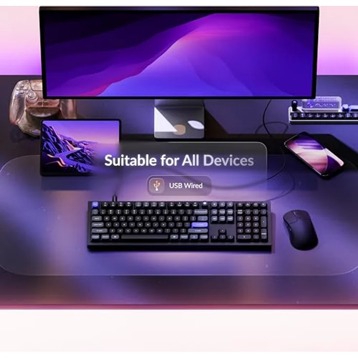 Keychron Q6 HE, Kabelgebundene Hall-Effekt-Tastatur mit Hot-Swap-fähigen Schnellauslöser-Magnetschaltern, 8000 Hz Polling-Rate, Full-Size Layout, Aluminium, Custom RGB, Schwarz für Mac, Windows, Linux – Bild 6