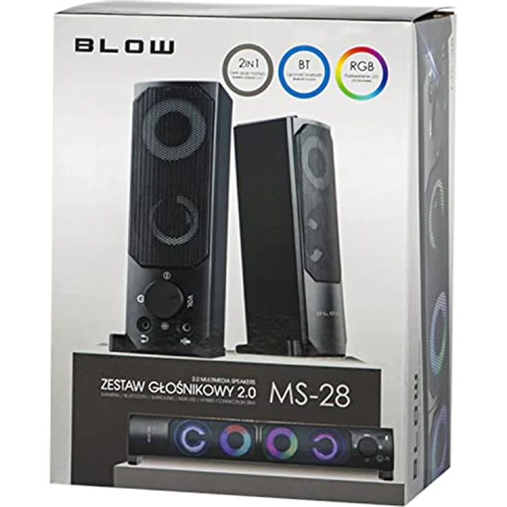 Blow MS-28 PC-Lautsprecher (Bluetooth, 6 W, AUX-Anschluss, Soundbar-Funktion [Modulare Verbindung], RGB-LED-Beleuchtung) – Bild 5