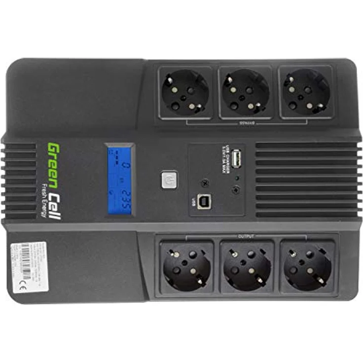 GREEN LL UPS-USV AiO (800VA-480W, 6x Schuko, AVR, LCD) – Bild 2