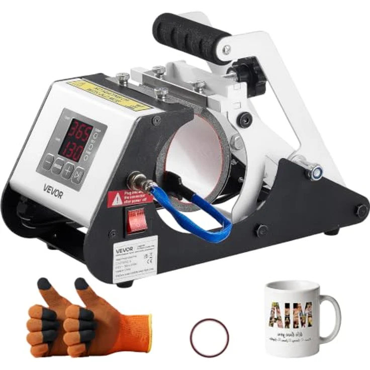 VEVOR Tassenpresse Becherdruckmaschine, Sublimationspresse für Becher 325-444ml, schnelle Aufheizzeit, einfache Temperatur- & Zeiteinstellung, weiß – Bild 9