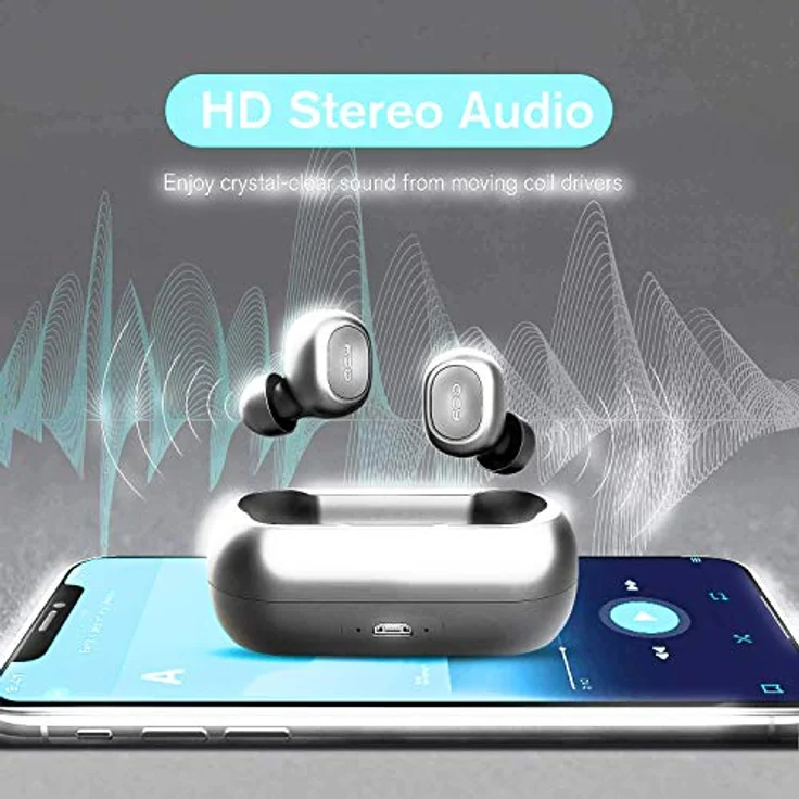 QCY-T1 TWS Bluetooth 5.0 Sport-Kopfhörer In-Ear, kabellos,Mehr als 20 Std. Batterielaufzeit mit Ladecase, IPX4 wasserfest und integriertes Duo HD Mikrofon, schwarz – Bild 4