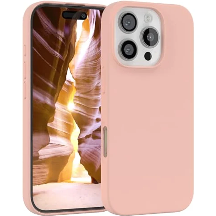EAZY CASE Premium Silikon Handyhülle für iPhone 16 Pro, Slimcover mit Kameraschutz und weichem Innenfutter, rosa – Bild 1