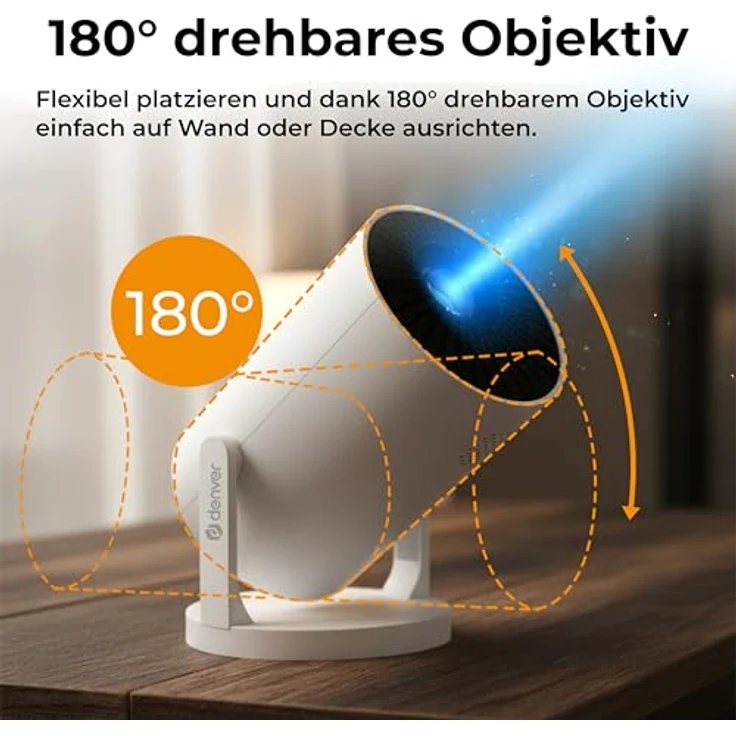 DENVER PR-1500 Mini Beamer, tragbarer LED Projektor mit 120 ANSI Lumen, HD 720p, HDMI, USB & Bluetooth, projiziert bis 120 Zoll für Filme & Gaming – Bild 4