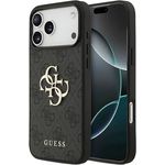 CG MOBILE Guess 4G Groß Logo Hülle für iPhone 17 Pro, Kunstleder/TPU/PC, Schwarz, Hoher Schutz und Original Guess Markenqualität