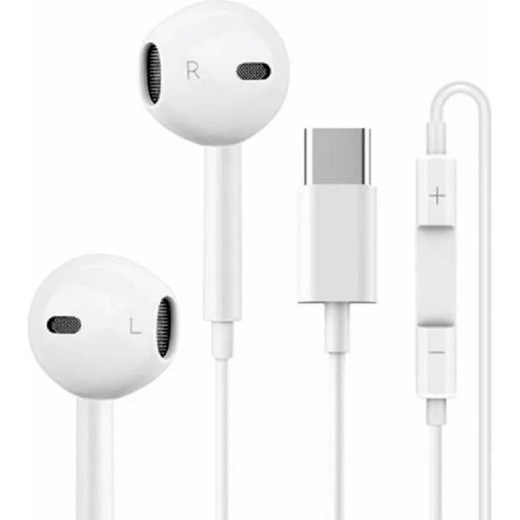 B-Tech In-Ear Headset mit USB-C-Anschluss, weiß, moderne Telefonie-Funktion, 103 dB Empfindlichkeit, 100 cm Kabel, Lautstärkeregelung
