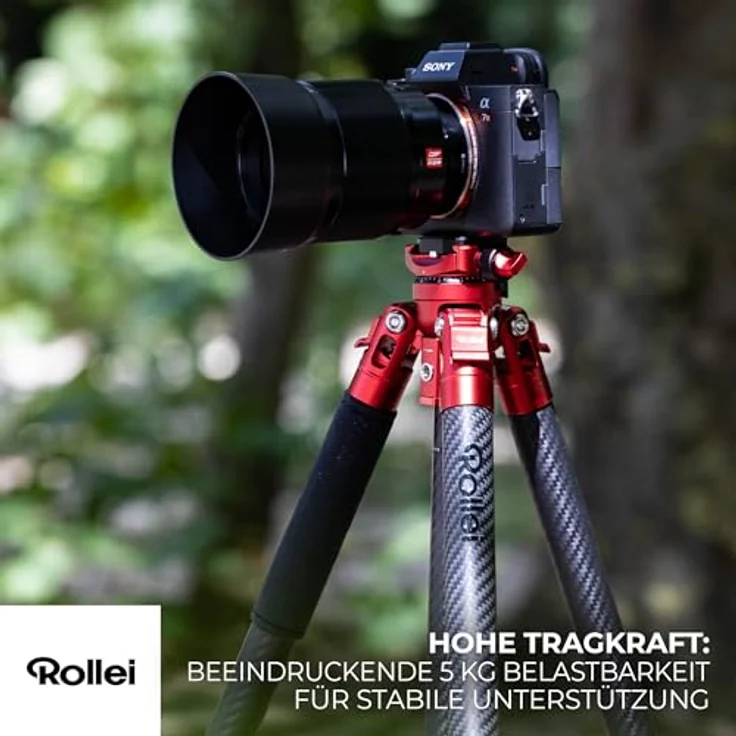 Rollei Easy Traveler Carbonstativ - 5 kg Tragkraft, 160 cm Höhe, Ultraleicht, Kompakt, Mühelose Feststellfunktion – Bild 2