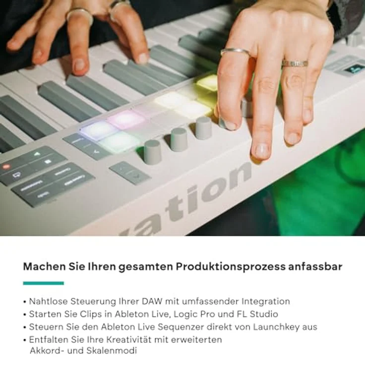 Novation Launchkey 49 White, USB-MIDI-Keyboard-Controller mit 49 halbgewichteten Tasten und DAW-Steuerung – Bild 4