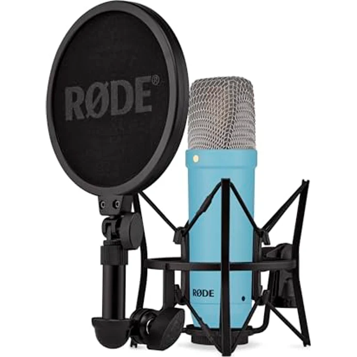 RØDE NT1 Signature Series Großmembrankondensatormikrofon mit Schockhalterung, Popschutz und XLR-Kabel für Musikproduktion, Gesangsaufnahmen, Streaming und Podcasting (Blau) – Bild 1
