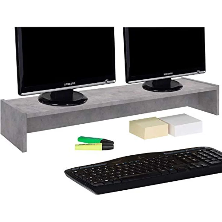 CARO-Möbel Monitorständer ZOOM, Monitoraufsatz für 2 Monitore, melaminharzbeschichtete Spanplatte, 100 cm breit, kratzfest – Bild 2