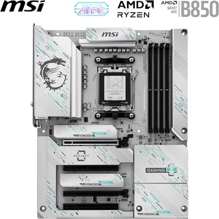 MSI B850 Gaming Plus WiFi PZ Mainboard, ATX, unterstützt AMD Ryzen 9000/8000/7000, AM5, DDR5 8200+ MT/s (OC), PCIe 5.0 x16, M.2 Gen5, Wi-Fi 7, 5G LAN – Bild 2