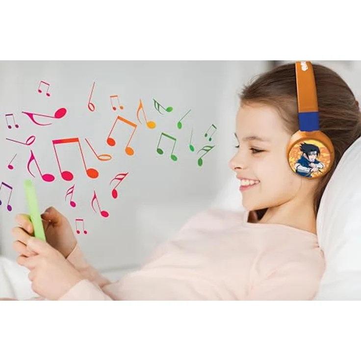 Lexibook Naruto HPBT010NA, 2-in-1 Bluetooth & kabelgebundene Kopfhörer mit Mikrofon, faltbar, verstellbar, orange/blau, kindersicherer Klang, langlebiger Akku – Bild 4
