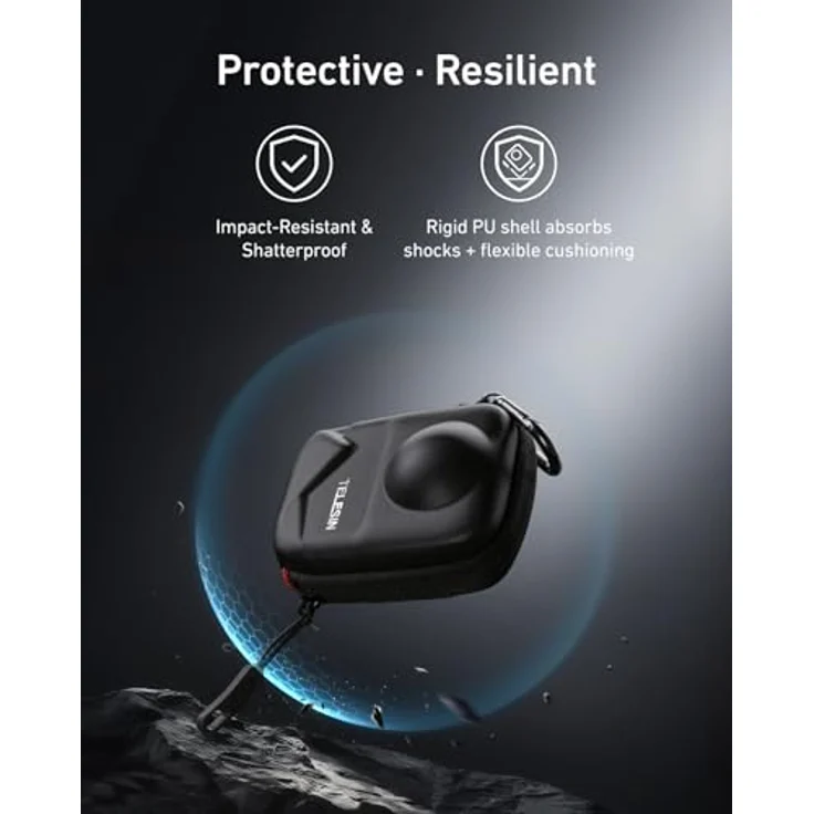 TELESIN Telesin DJI Osmo 360 Schutztasche, schwarze Kameratasche mit starrem PU-Gehäuse und wetterfestem Schutz – Bild 6