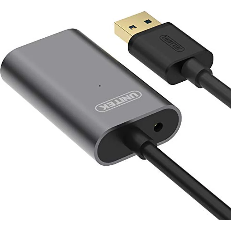 UNITEK 10 Meter Verlängerungskabel mit Verstärker USB 3.1 Gen1 │ USB Repeater-Kabel mit Signalverstärker und Stromversorgung│ USB-A Stecker auf USB-A Buchse │ 5 Gbit/s, Plug&Play│ Aluminium – Bild 4