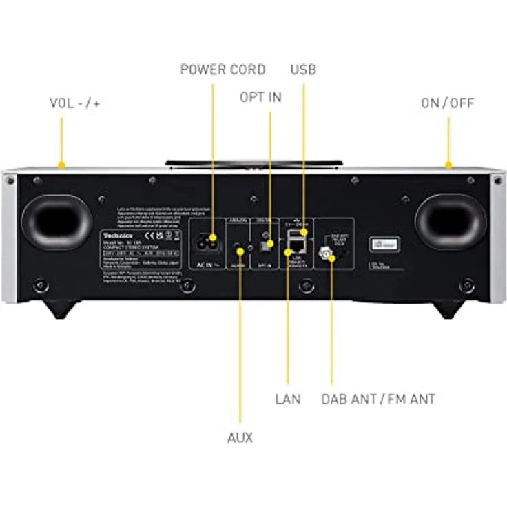Technics SC-C65 Premium Kompaktanlage (Bluetooth, CD-Player, Internet-Radio, DAB+, UKW, USB) Silber – Bild 4