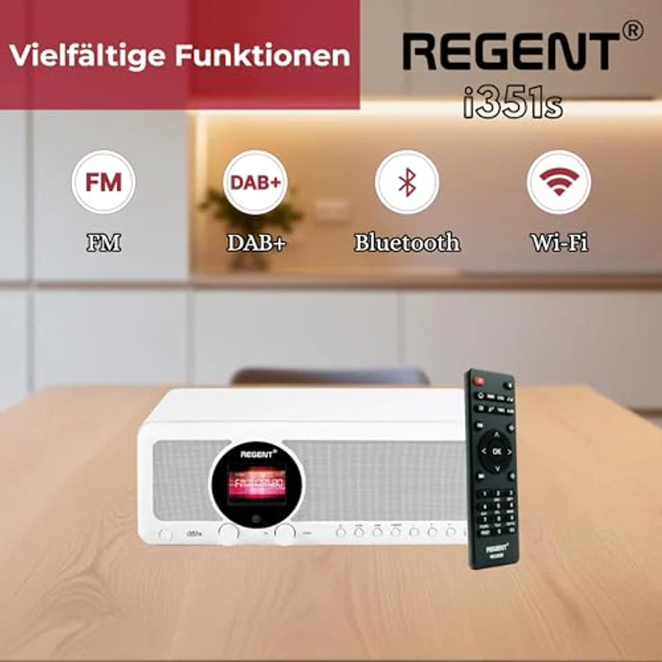 Ferguson Regent i351S, Internetradio WLAN, DAB+ Radio mit Bluetooth, Spotify Connect, Farbdisplay, Dual Alarm, Fernbedienungs-App, Two Way BT, Weiß – Bild 3