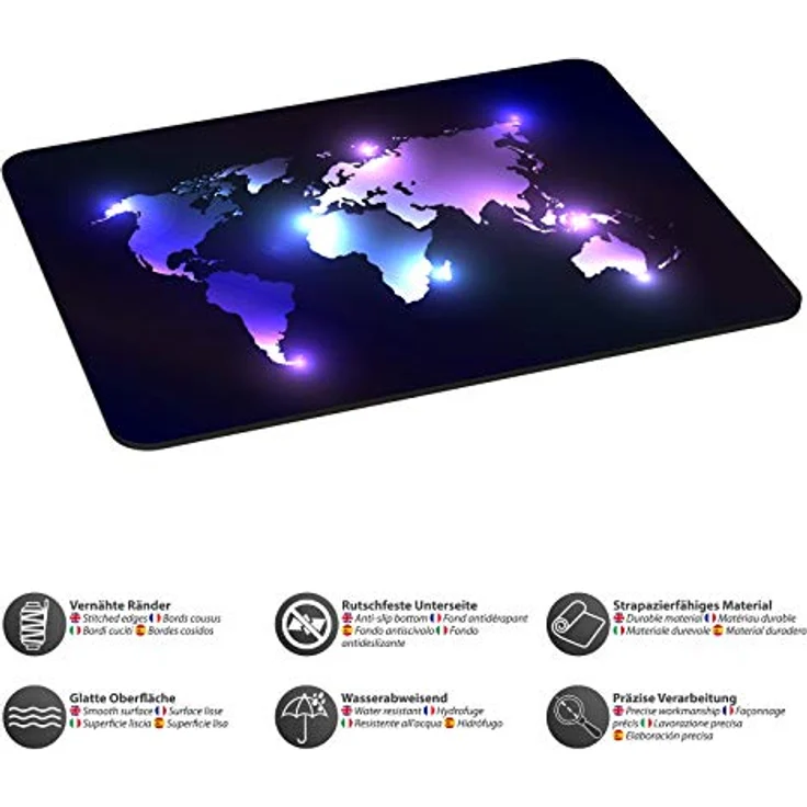 PEDEA Gaming und Office Mauspad - 350 x 280 mm - mit vernähten Rändern und rutschfester Unterseite, Dark World – Bild 4