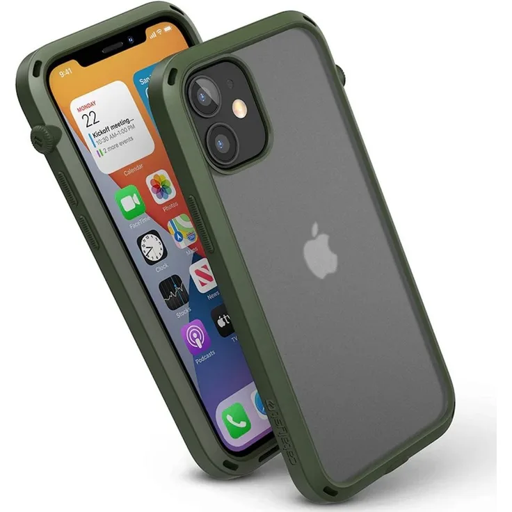 Diverse Verläge Catalyst Influence Case für iPhone 12/12 Pro, militärischer Fallschutz, grün, mit Audio-Technologie und drehbarem Stummschalter