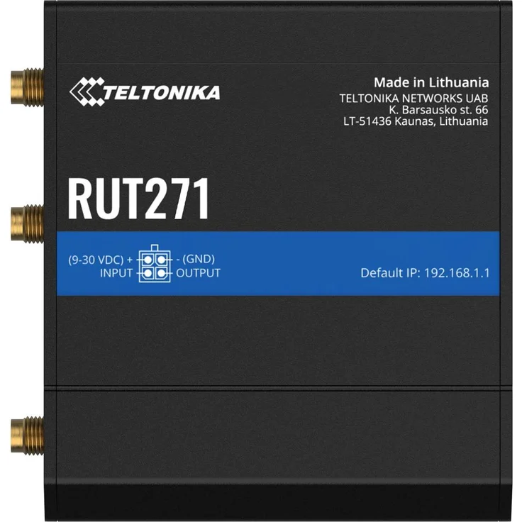 Teltonika RUT271, Redcap 5G Router mit Wi-Fi, 50 Endgeräte, WAN-Failover, Schwarz