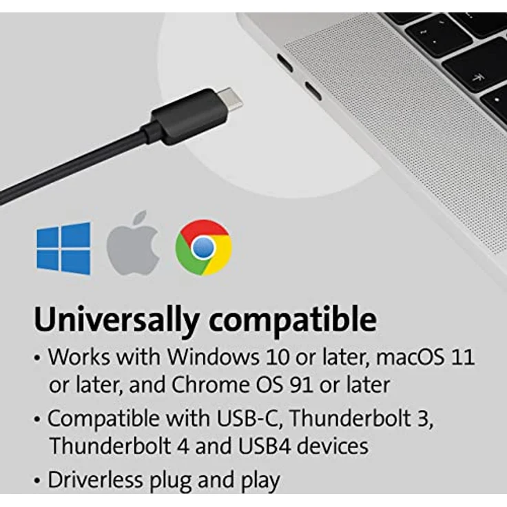 Kensington CV4200H USB-C auf HDMI Adapter, 4K/8K Dual Monitor, universell kompatibel mit Windows 10, macOS, Chrome OS, Thunderbolt 3 & 4 – Bild 3