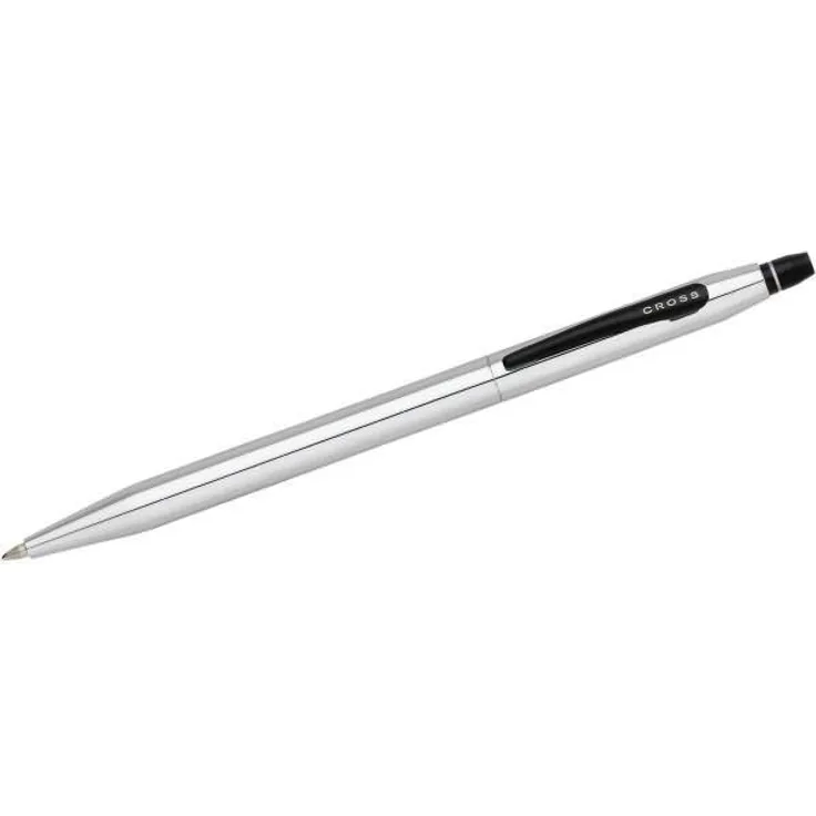 Cross Rollerball Click, Tintenroller mit Druckmechanik, Glanz-Chrom, schwarze Gel-Tinte, moderne Eleganz