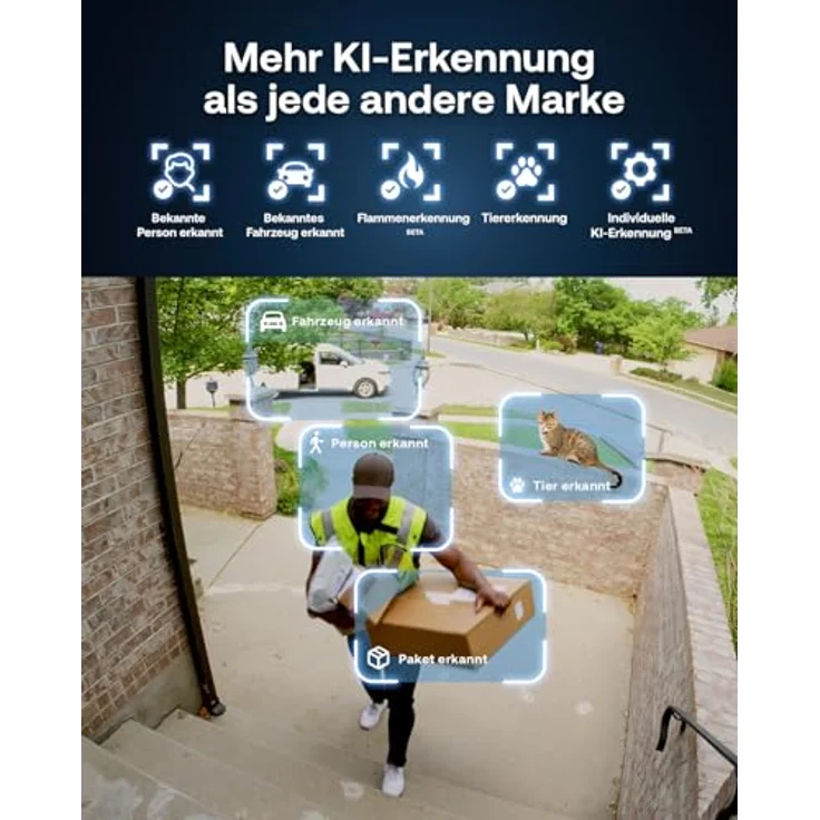 Arlo Pro 6 Überwachungskamera Aussen, Kabellos, 2K+HDR, Farb-Nachtsicht, 160° Blickwinkel, integrierter Scheinwerfer und Sirene, Zwei-Wege Audio, mit Arlo Secure Testzeitraum, 1er Set, Weiß – Bild 3