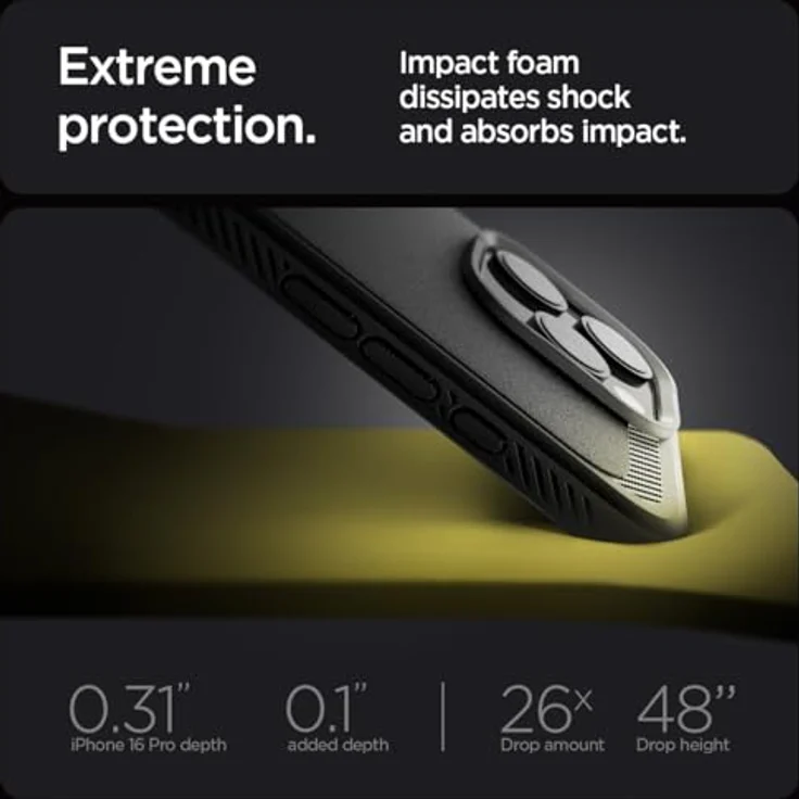 Spigen Rugged Armor MagFit Hülle für iPhone 16 Pro, Matte Black - Integriertes Magnet, Karbon Look, Air Cushion Technologie – Bild 5
