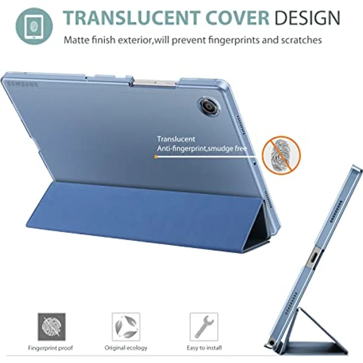 ProCase Hülle für Galaxy Tab A8 10.5” (SM-X200/X205) 2022, Ultra Dünn Leicht Klapp Schutzhülle mit Translucent Frosted Rückhülle - Himmelblau – Bild 4