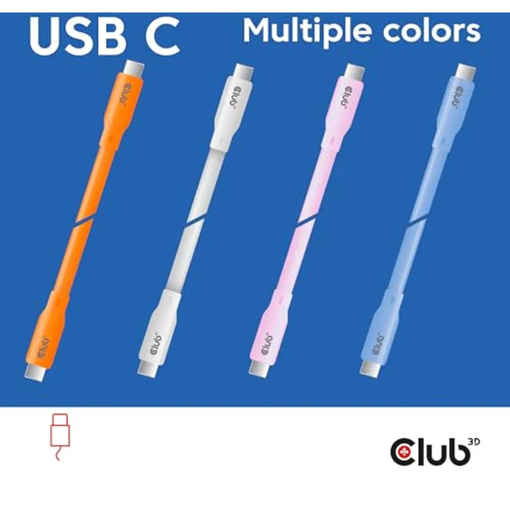 Club3D CAC-3000 USB4 Gen2x2 Type-C, Bi-Direktional, 4K60Hz, Datenübertragung 20Gbps, PD 240W (48V/5A), 2m, orange – Bild 3