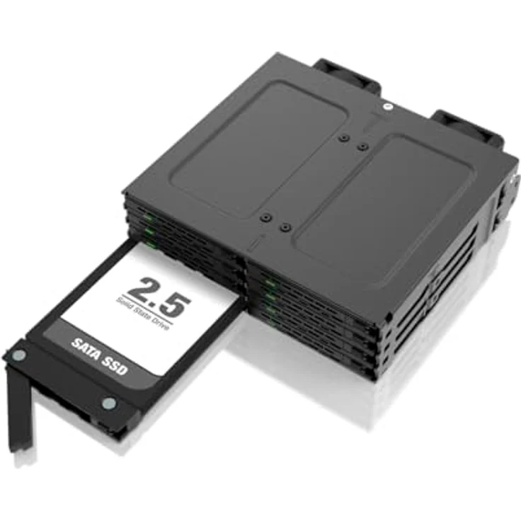 ICY DOCK ExpressCage MB038SP-B, 8X 2,5" SATA/SAS HDD/SSD Hot Swap Wechselrahmen in 5,25" Schacht, robuste Trays, metallverstärktes Gehäuse, schwarz – Bild 4