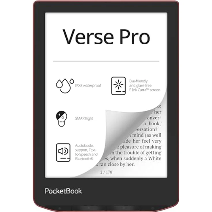 PocketBook e-Book Reader 'Verse Pro' (deutsche Version) 16 GB Speicher, IPX8, Bluetooth, 15,2 cm (6 Zoll) E-Ink Carta Display - Passion Red – Bild 1