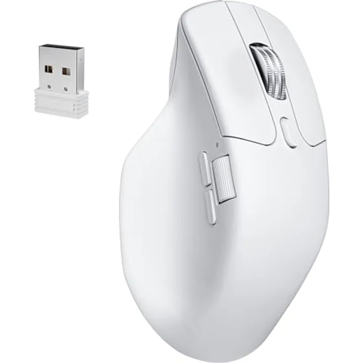 Keychron M6 8000Hz, Kabellose Maus mit Bluetooth, 2,4 GHz, PixArt 3950 Sensor, ergonomisches Design, Weiß