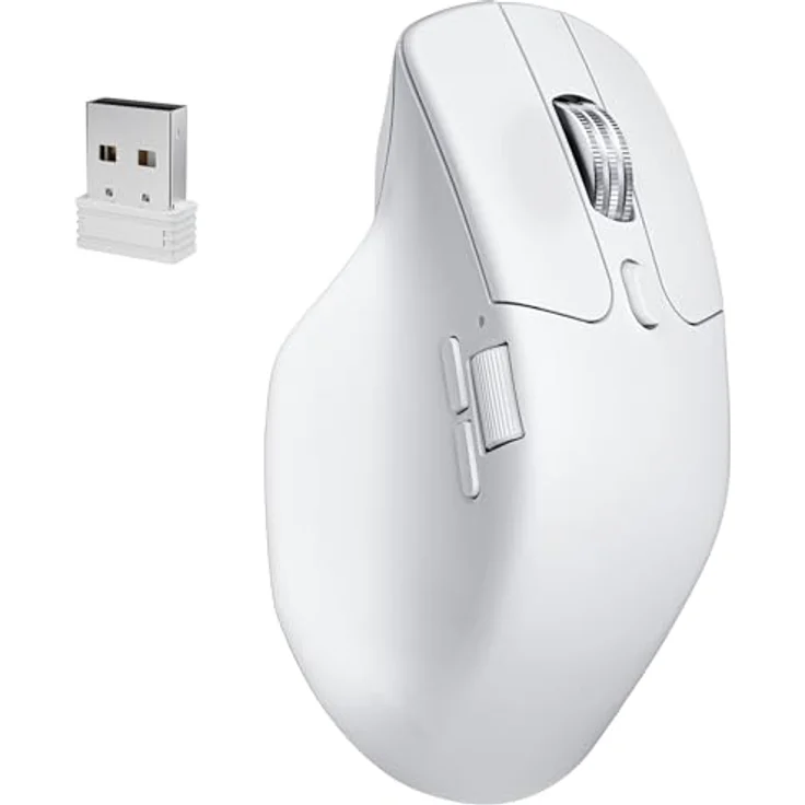 Keychron M6 8000Hz, Kabellose Maus mit Bluetooth, 2,4 GHz, PixArt 3950 Sensor, ergonomisches Design, Weiß – Bild 1