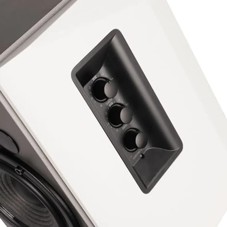 Edifier Studio R1380T, 2.0 Regallautsprecher-System mit 42 Watt, Echtholzgehäuse, zwei LINE IN Anschlüssen, Infrarot-Fernbedienung, seitliche Bedienelemente für Bässe und Höhen – Bild 3