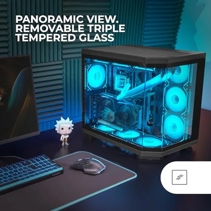 Mars Gaming MC-3TCORE, Custom ATX Gaming Gehäuse mit Dreifachglas, Dual-Kamera, Schwarz – Bild 2