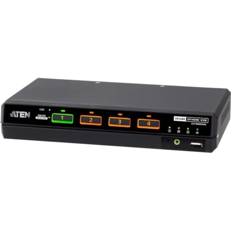 ATEN CS1184DPH4C, 4-Port USB KVM Switch mit 5K DP/HDMI, Single Display, Cardreader, sicherheitszertifiziert – Bild 1