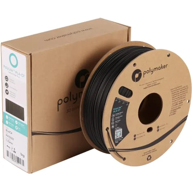 Polymaker PolyLite PLA-Kohlefaser Filament, 1,75 mm, 1 kg, stark kohlefaserverstärkt, matte Oberfläche, schwarze Farbe, 3D-Drucker-Filament – Bild 3