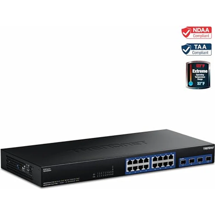 Trendnet TEG-S50204 Gigabit Ethernet Switch, 20 Ports mit 2.5G-RJ-45 und 10G-SFP+, lüfterlos, schwarz – Bild 3