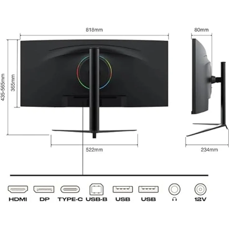 JapanNext Curved Gaming Monitor, 86,4 cm (34 Zoll), UWQHD, 60Hz, IPS-Panel mit breiten Betrachtungswinkeln – Bild 2