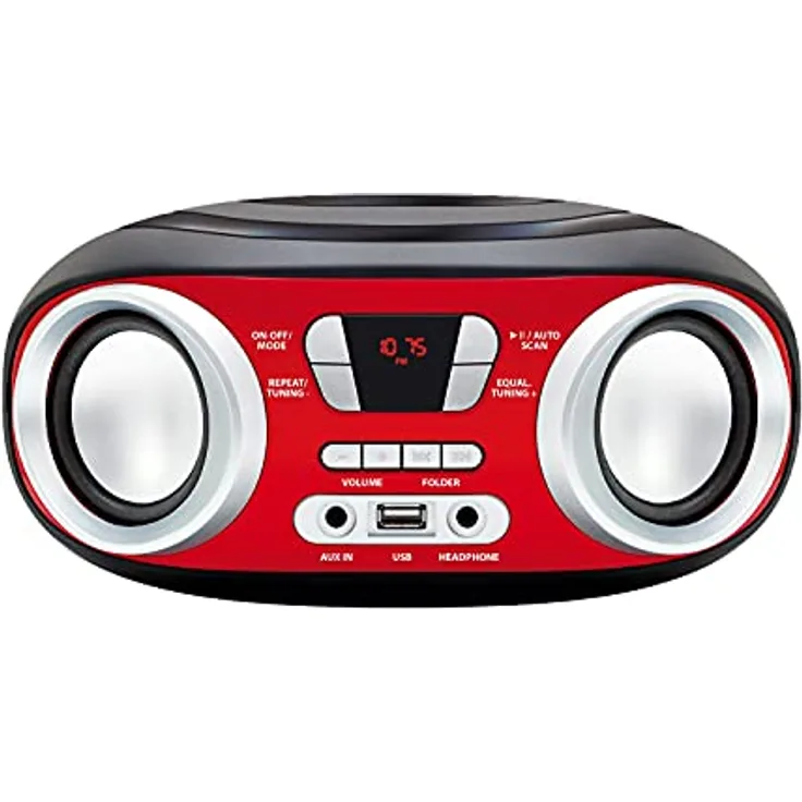 Manta MM9210 BT Chilli, FM Radio mit Bluetooth und USB, Rot/Schwarz
