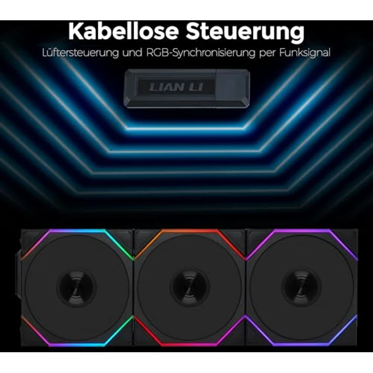 Lian Li UNI FAN TL Wireless PC Lüfter 120mm RGB Schwarz - 3er Pack | PWM - hoher Airflow - Vibrationsarm - Leise – Bild 4