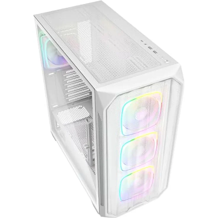 Sharkoon AK5M RGB White, ATX PC-Gehäuse mit Mesh-Front, gehärtetem Glas, vier RGB-PWM-Lüfter und Dual-Radiator-Unterstützung – Bild 3