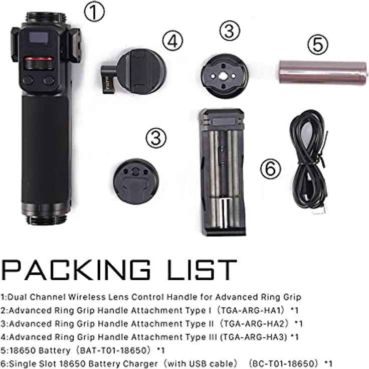 Tilta Dual Channel Wireless Lens Control Handle für Advanced Ring Grip, kompatibel mit DJI RS 2, leicht und langlebig, schwarz – Bild 4