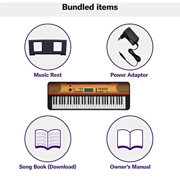 Yamaha PSR-E360MA, Home-Keyboard mit 61 Tasten, 3-stufige Übungen, Nussbaumholzdekor, Anschlagdynamik, Aufnahmefunktion – Bild 7