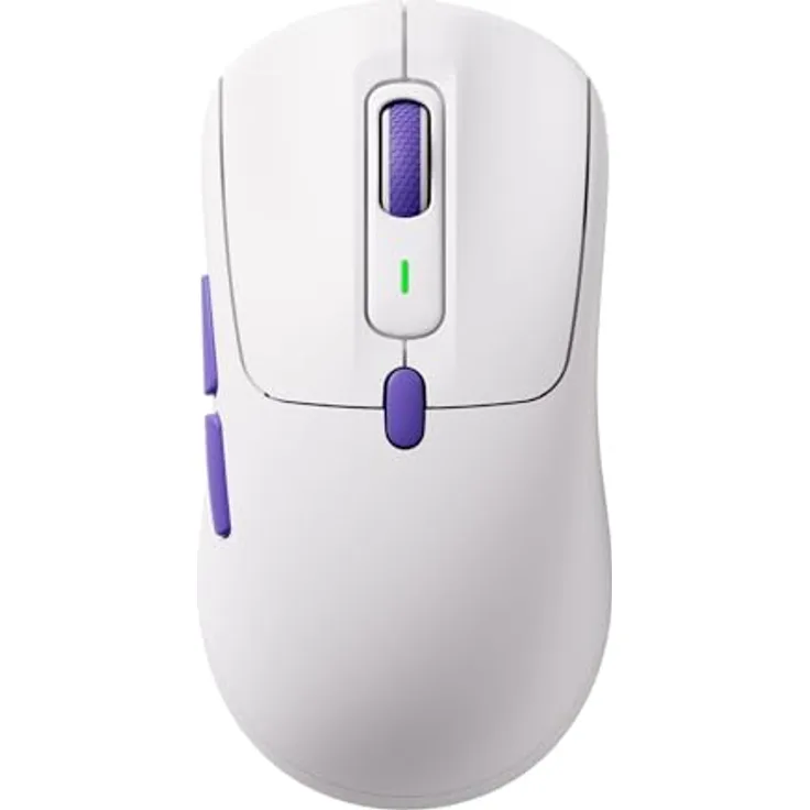 Akko Pulse 01 Kabellose Gaming-Maus, Dual-8-kHz-Polling, PAW 3950-Sensor, 8 einstellbare DPI, 7 programmierbare Tasten, Bluetooth/2,4G/Kabelanschluss, 500-mAh-Akku, Weiß, nicht für Mac