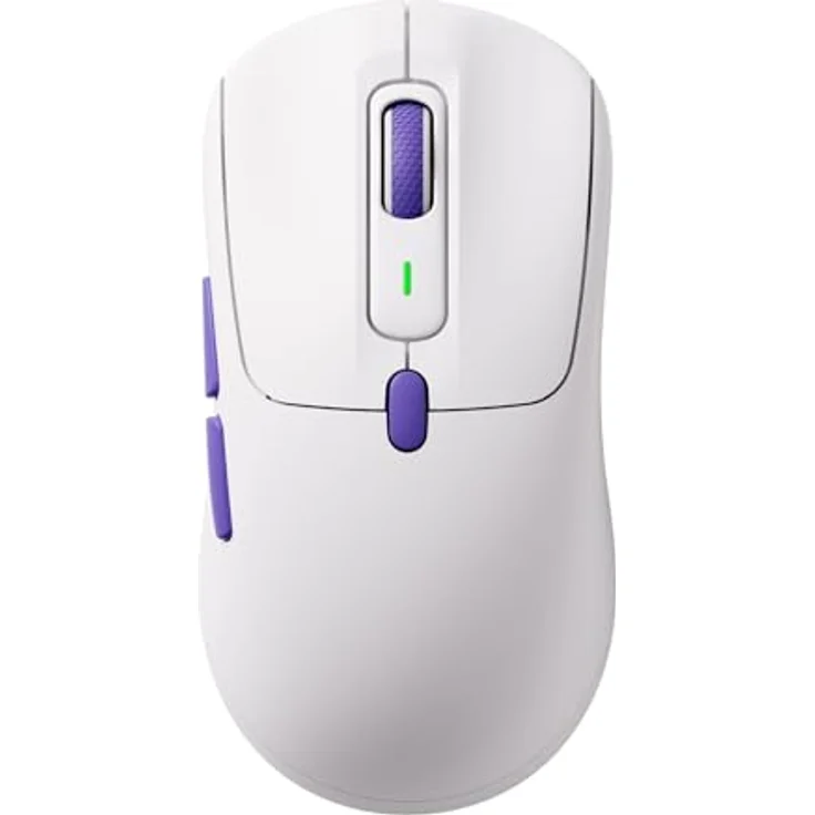 Akko Pulse 01 Kabellose Gaming-Maus, Dual-8-kHz-Polling, PAW 3950-Sensor, 8 einstellbare DPI, 7 programmierbare Tasten, Bluetooth/2,4G/Kabelanschluss, 500-mAh-Akku, Weiß, nicht für Mac – Bild 1