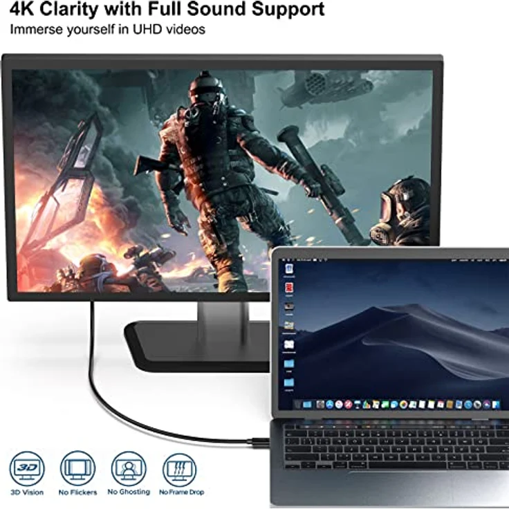 BENFEI USB C auf HDMI Kabel 4K 3m, USB Typ C auf HDMI Kabel kompatibel mit Thunderbolt 3/4 (nur kompatibel mit USB C Geräten die Videoausgabefunktion unterstützen) - Preisvergleich – Bild 2