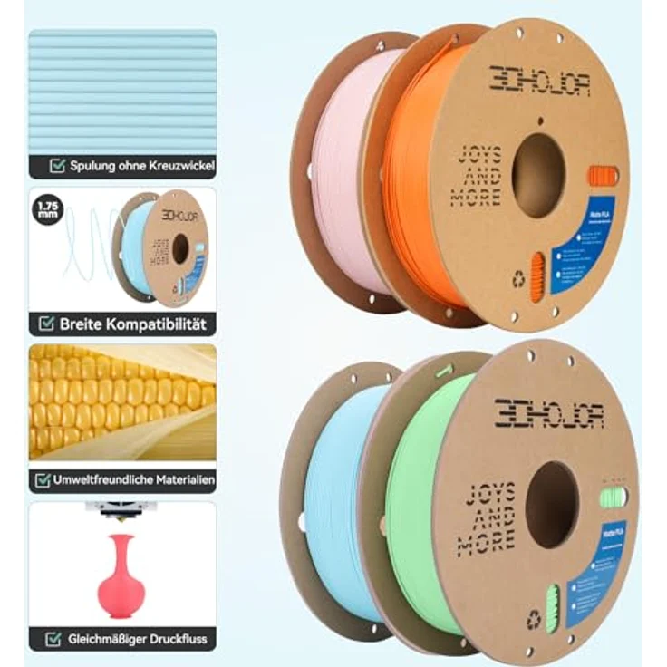 3DHoJor Matte PLA Filament 4KG, 1.75mm Pastell, hohe Zähigkeit, vacuumversiegelt – Bild 4