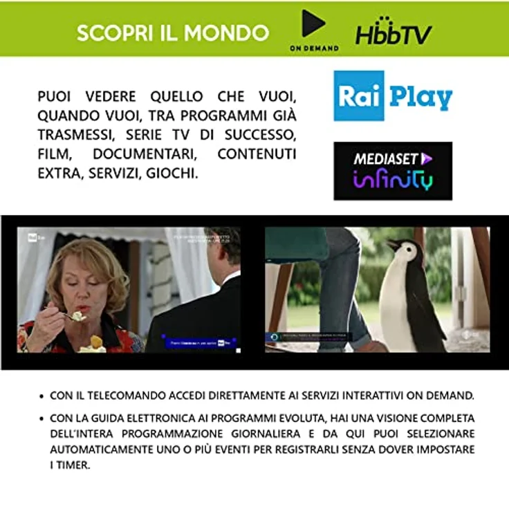 Digiquest Tivùsat Q90 On Demand 4K, Doppeltuner, DVB-T2, DVB-S2, PVR-Videorekorder, Schwarz, inkl. Tivusat 4K Karte – Bild 5