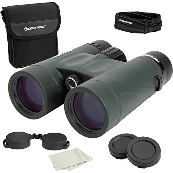 Celestron 71332 Nature DX 8 x 42 mm Ferngläser mit mehrfach vergütete Linse, BaK-4 Prismenlinse und Etui, Grün
